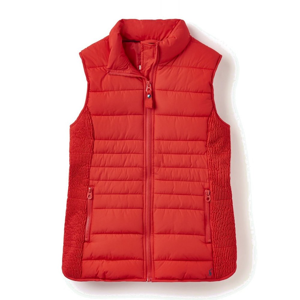NWT Womens Size 2 Joules Red Fallow Sleek Puffer Vest Jacket